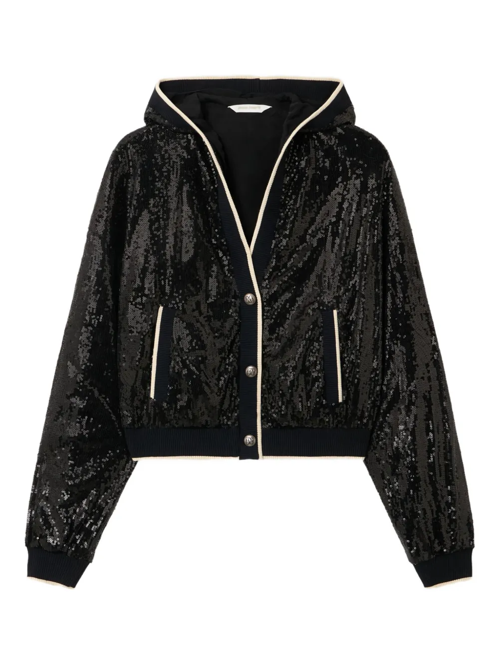 Palm Angels Curved Logo Sequin Jacket In Black