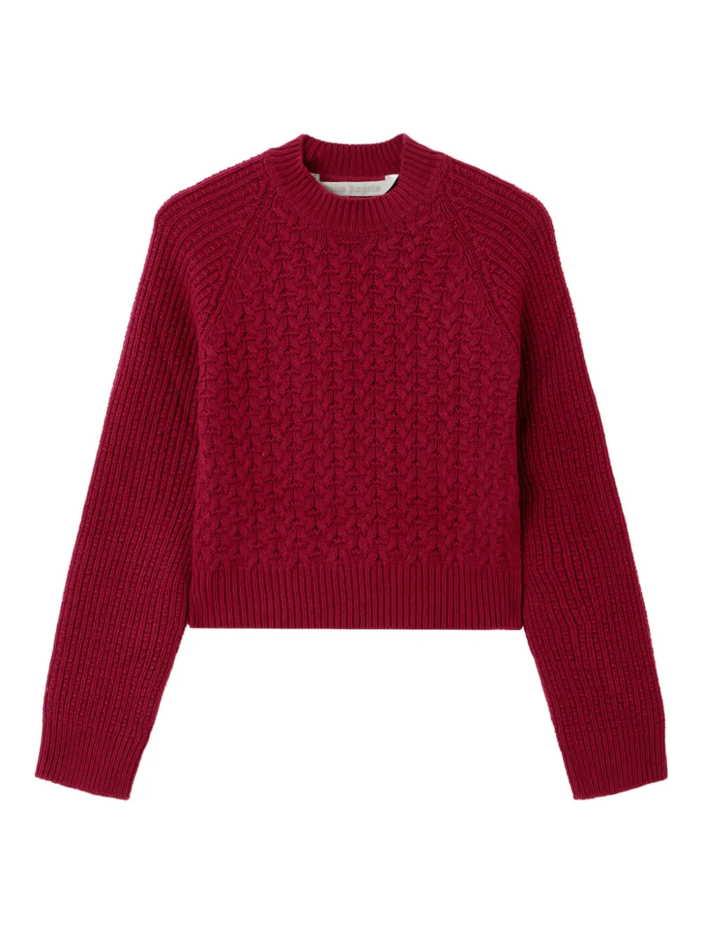 Palm Angels Curved-logo Ribbed-panel Sweater In Red