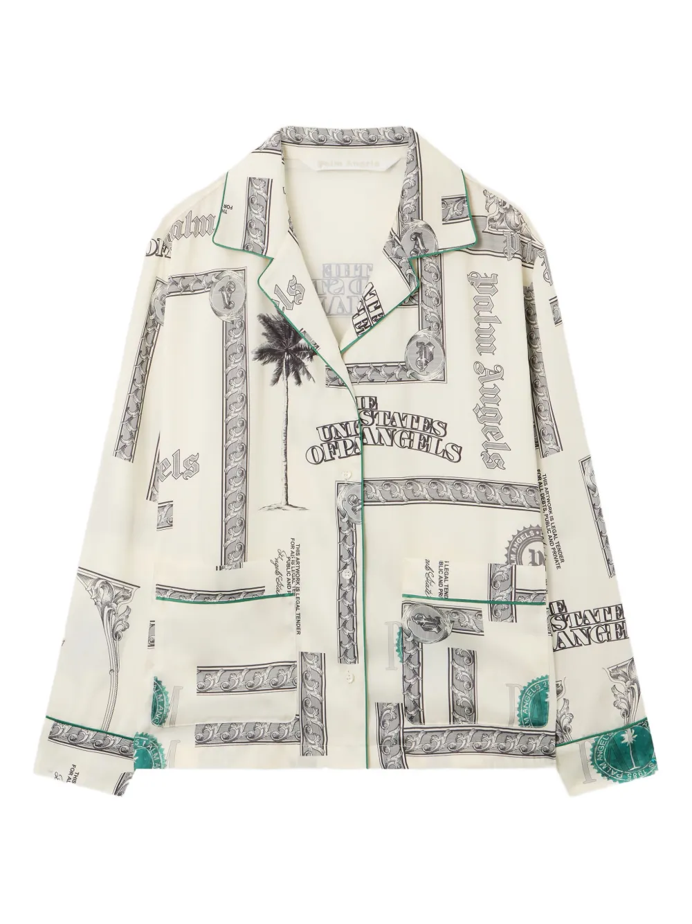 Palm Angels Dollar Print Pajama Shirt In Neutral