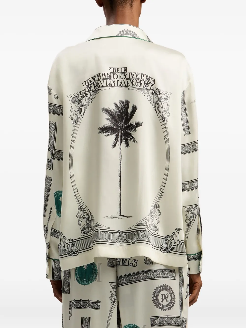 Palm Angels Dollar Print Pajama Shirt In Neutral