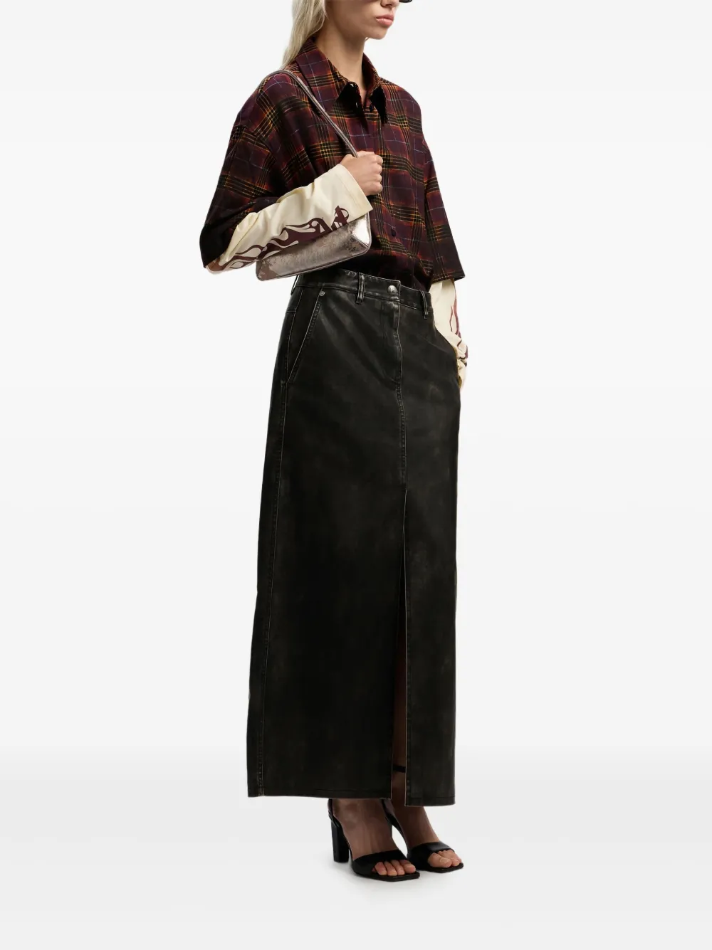 Palm Angels Giorgina gekreukte leren schoudertas Zilver