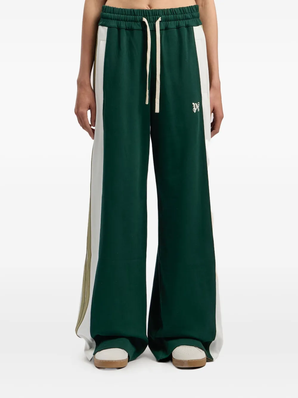Palm Angels Monogram Side-panel Track Pants In Green