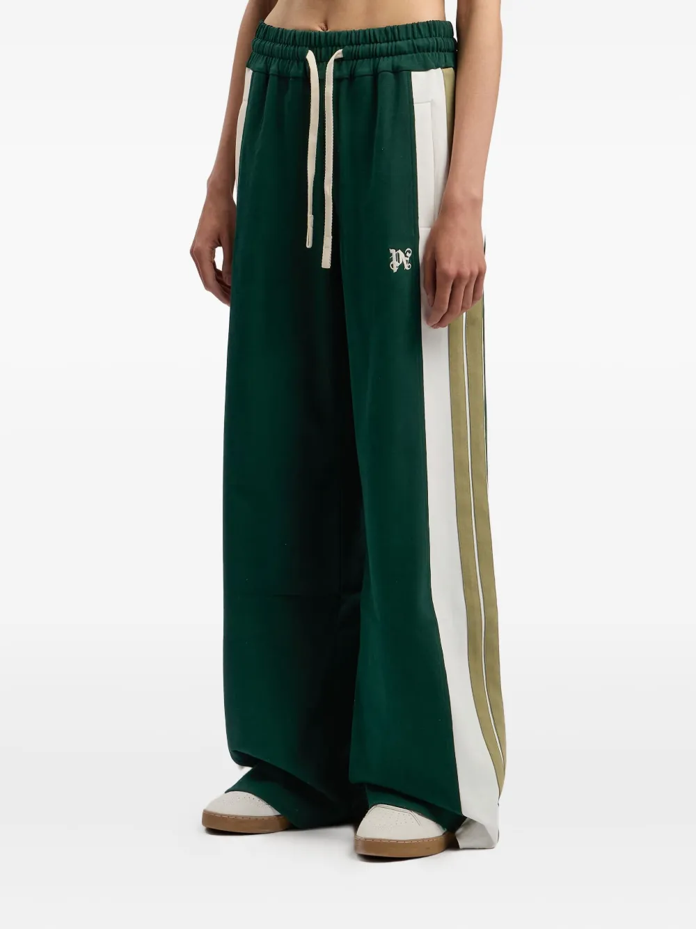Palm Angels Monogram Side-panel Track Pants In Green