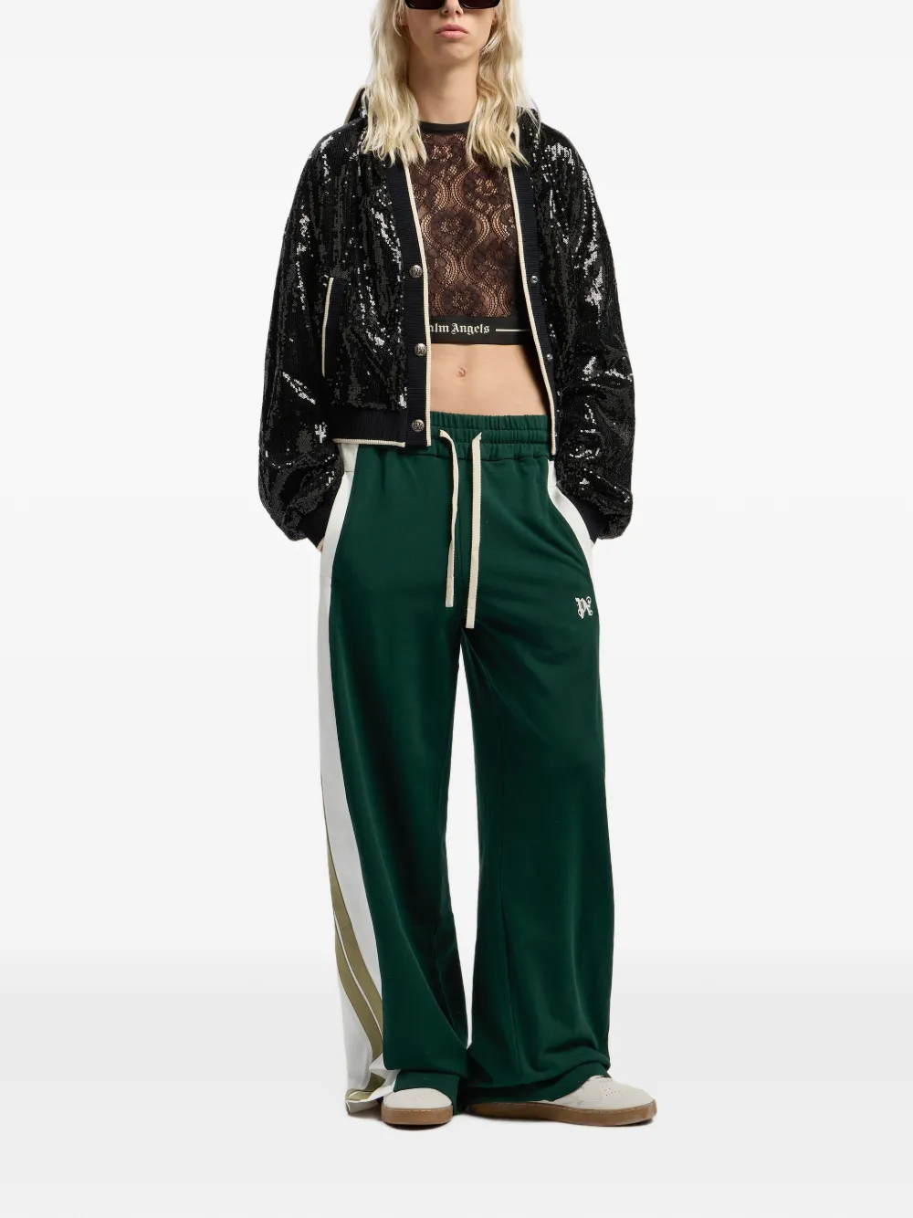 Palm Angels Trainingsbroek met monogram en zijvlak Groen