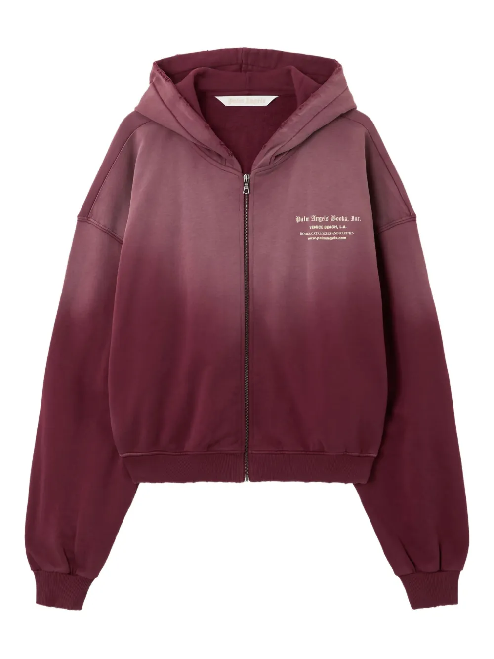 Palm Angels Bordeaux Sweatshirt With Zip And Hoodie In Red