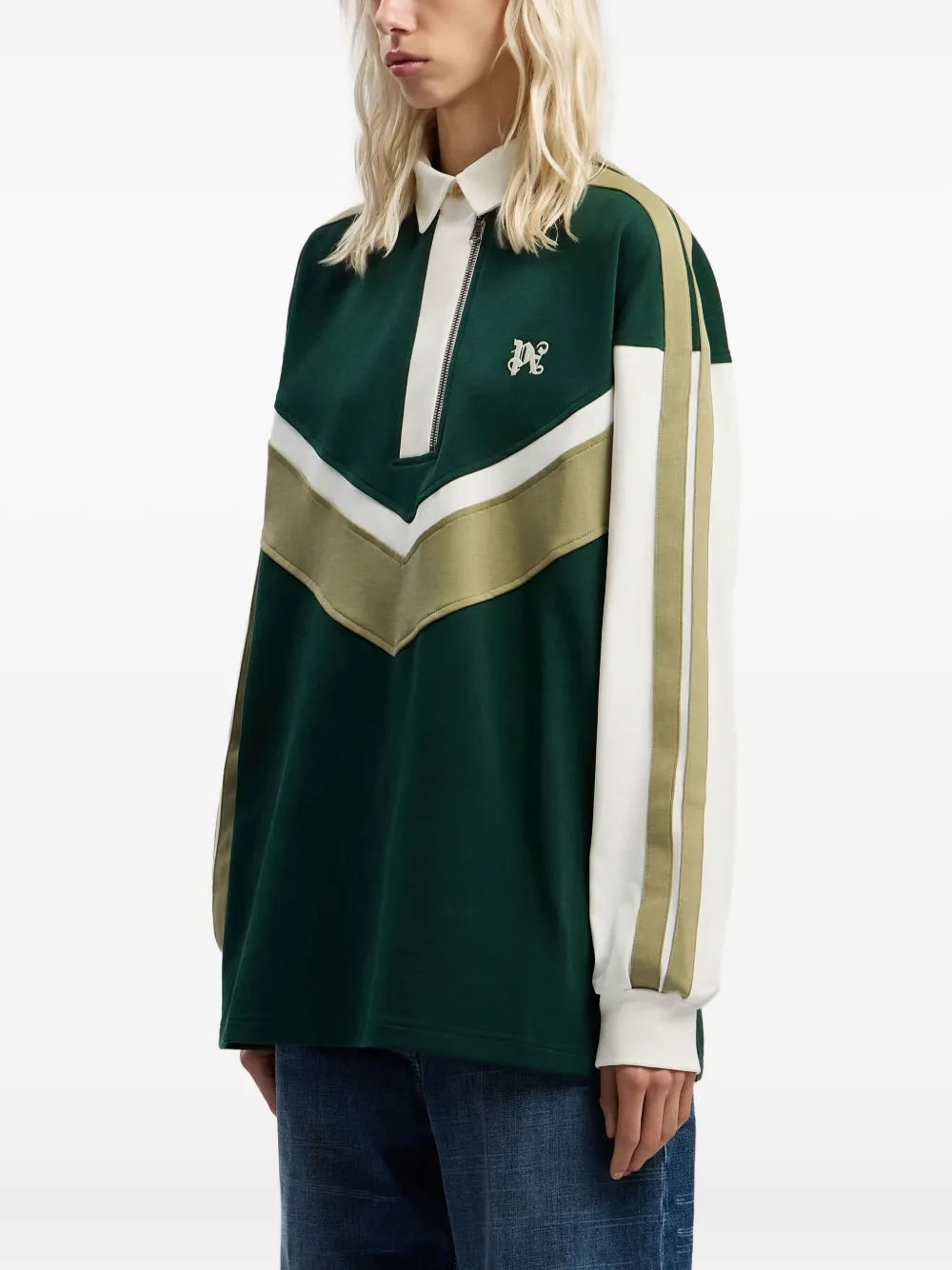 Palm Angels Poloshirt met colourblocking en monogram Groen