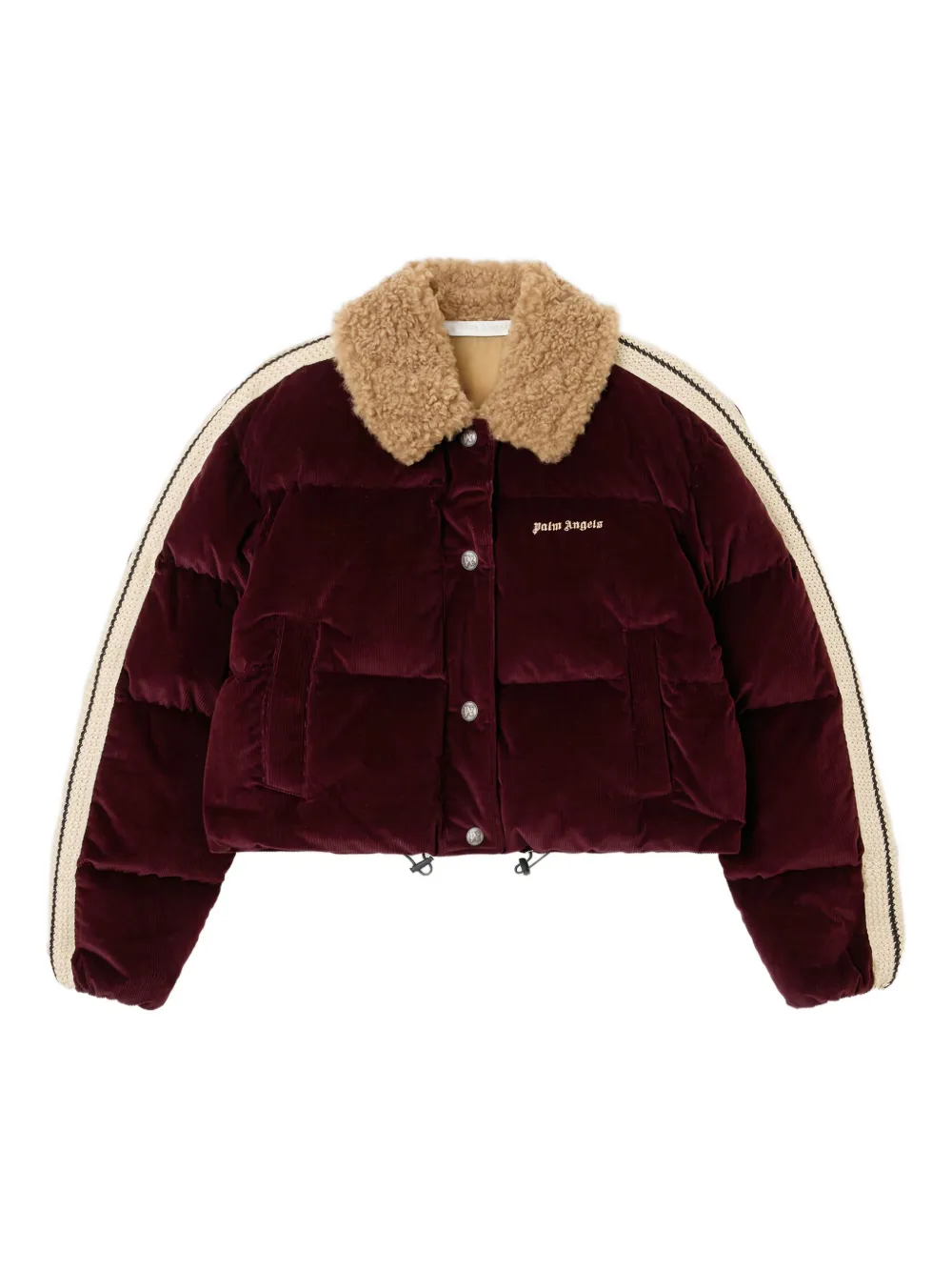 Palm Angels Classic Logo Cord Down Jacket In Red