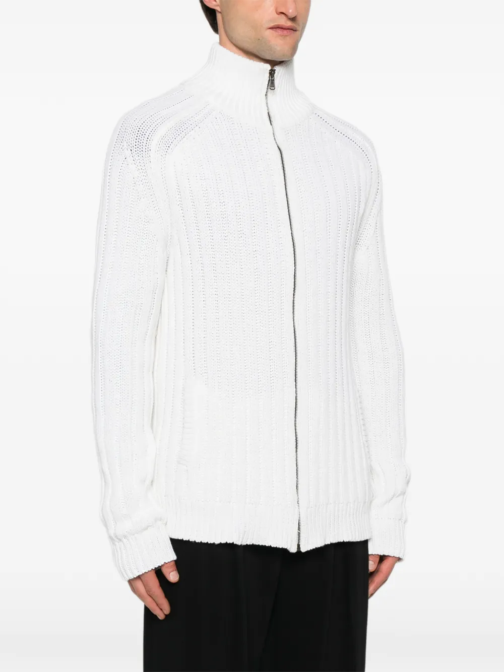 Pre-owned Dolce & Gabbana 2001s Zip Cardigan In White