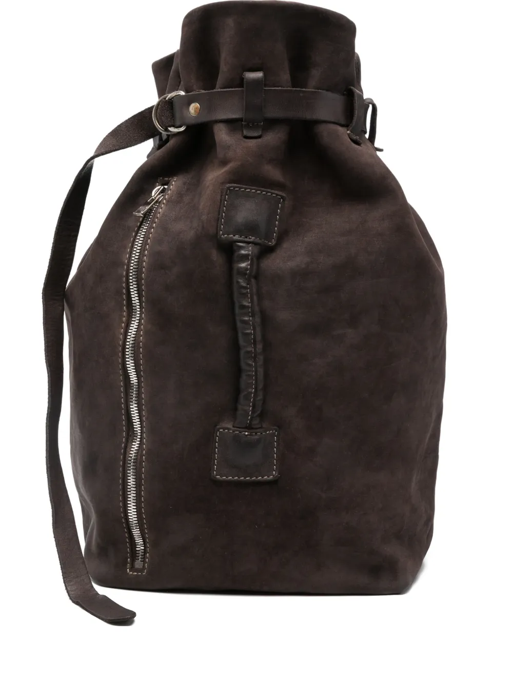Guidi Belted Suede Backpack In Brown