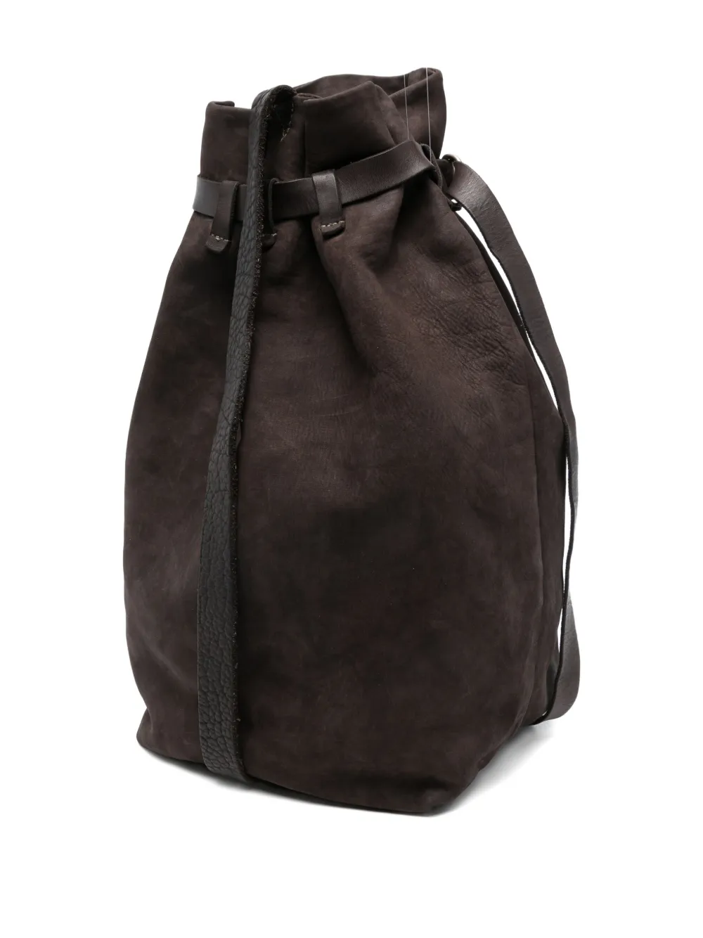 Guidi Belted Suede Backpack In Brown