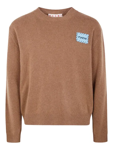 Marni logo-patch crew-neck sweater