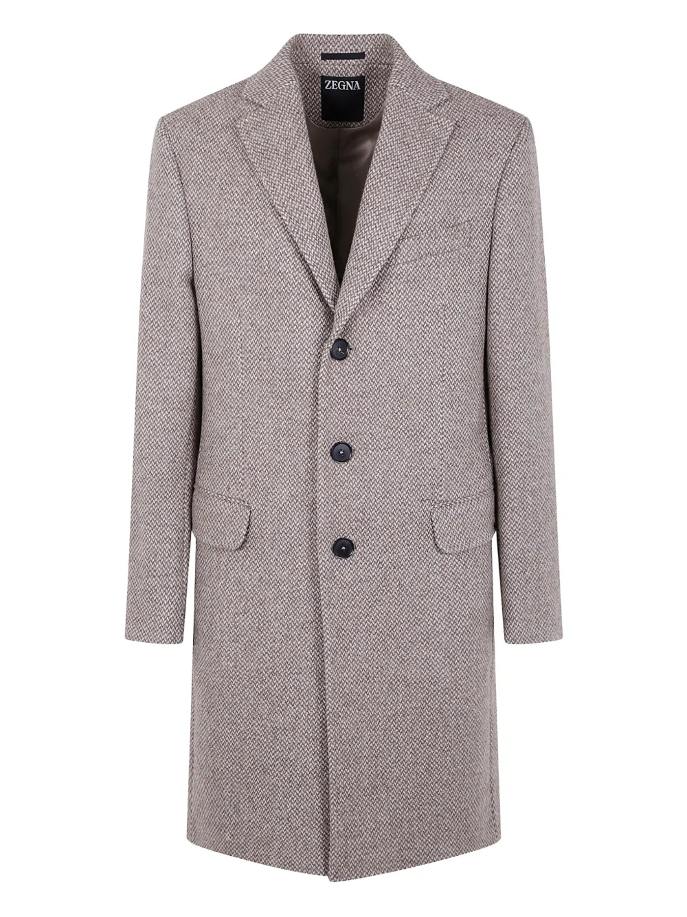 Zegna notched-lapel wool coat | Nude | Image 1
