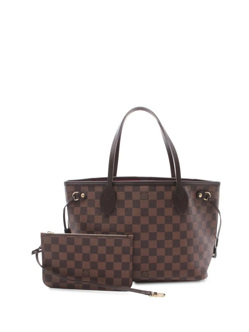 Pre-owned Louis Vuitton 2010-2025 Damier Ebene Neverfull Pm Tote Bag In Brown