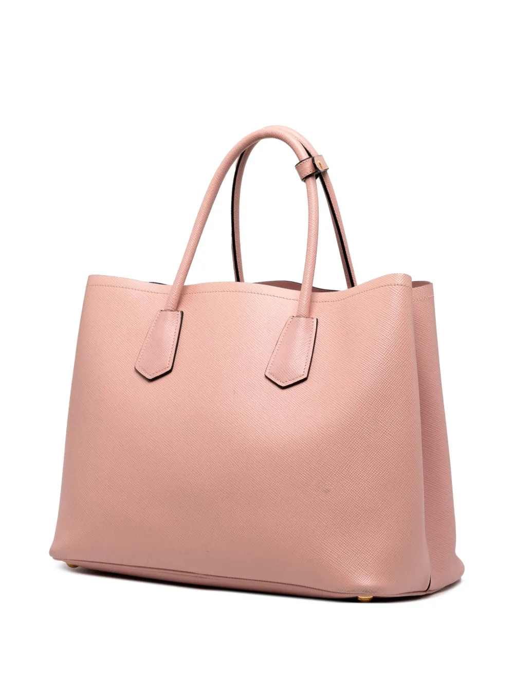 Pre-owned Prada 2013-2025 Large Saffiano Cuir Double Satchel In Pink