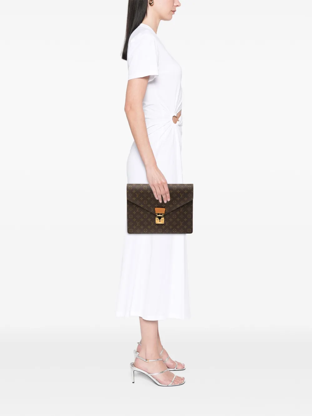 Pre-owned Louis Vuitton 1991 Monogram Porte-documents Senateur Business Bag In Brown