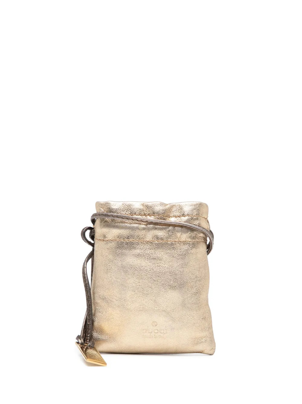 Pre-owned Gucci 2000-2015 Metallic Leather Drawstring Pouch In Gold