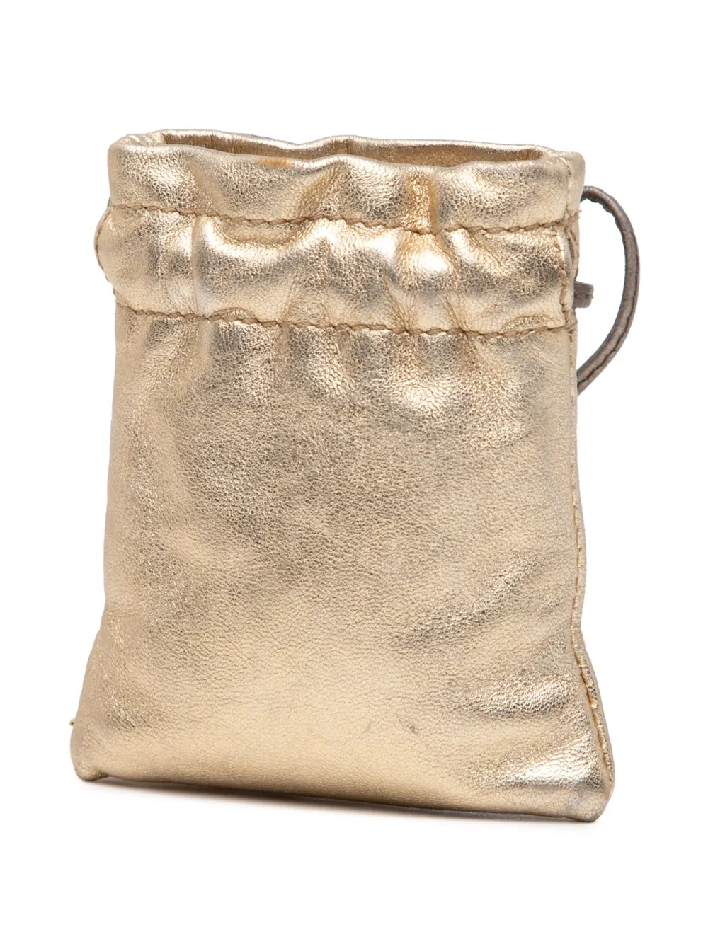 Pre-owned Gucci 2000-2015 Metallic Leather Drawstring Pouch In Gold