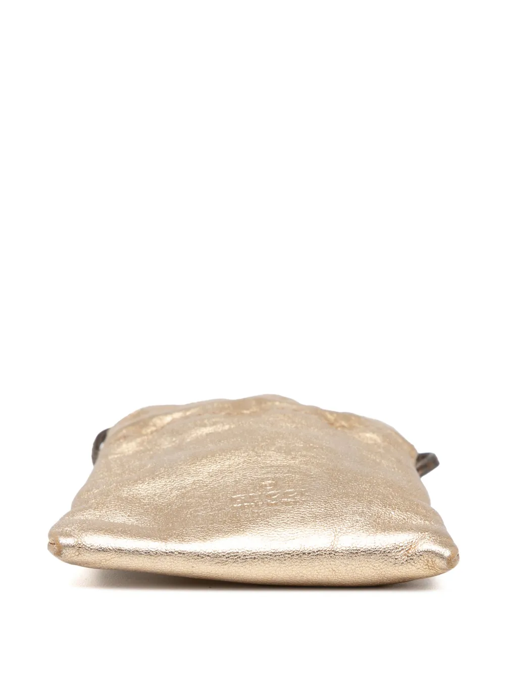 Pre-owned Gucci 2000-2015 Metallic Leather Drawstring Pouch In Gold