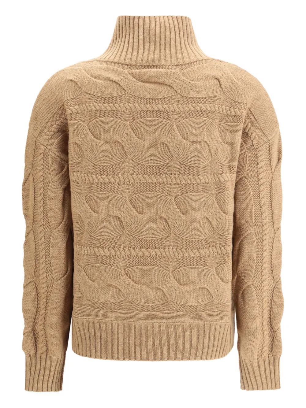 Max Mara Cable-knit Roll-neck Sweater In Neutral