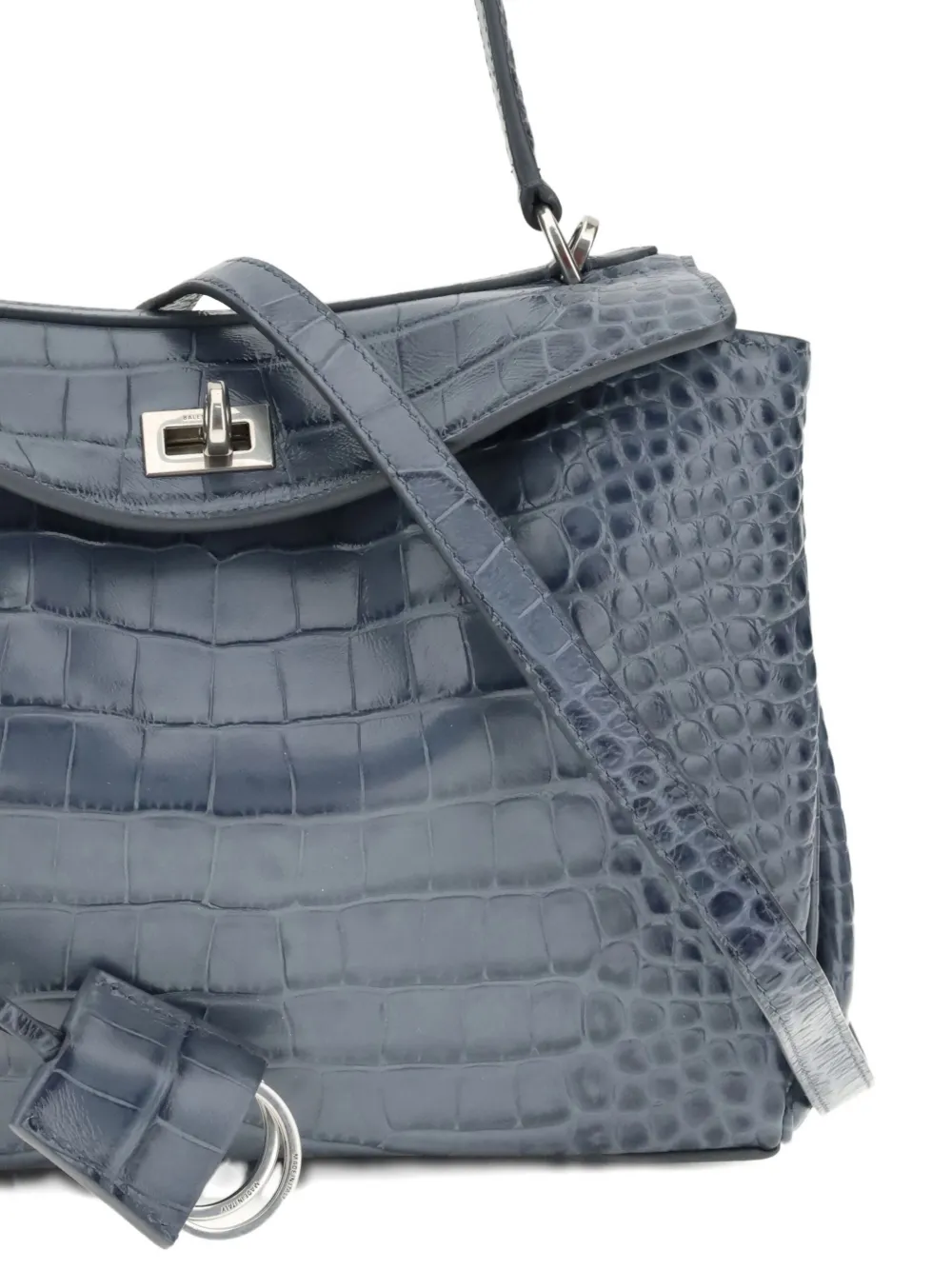 Balenciaga Rodeo kleine shopper met krokodillen-reliëf Blauw