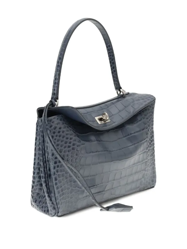 Balenciaga ロデオ クロコダイルパターン ハンドバッグ S | ブルー 
