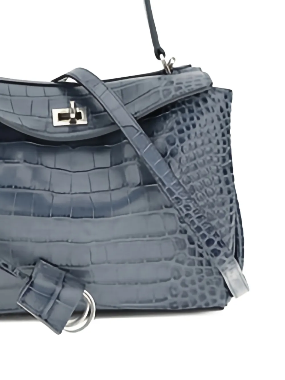 Balenciaga Rodeo kleine shopper met krokodillen-reliëf Blauw