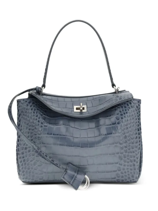 Balenciaga ロデオ クロコダイルパターン ハンドバッグ S | ブルー 