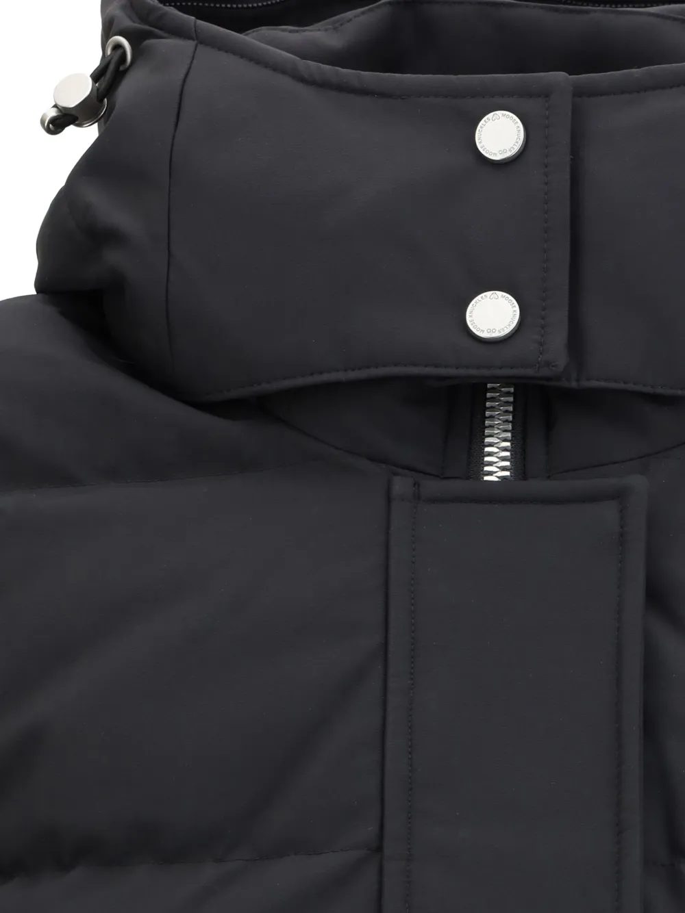 Moose Knuckles Quilted Padded Hooded Jacket With Zippered Pockets In Black