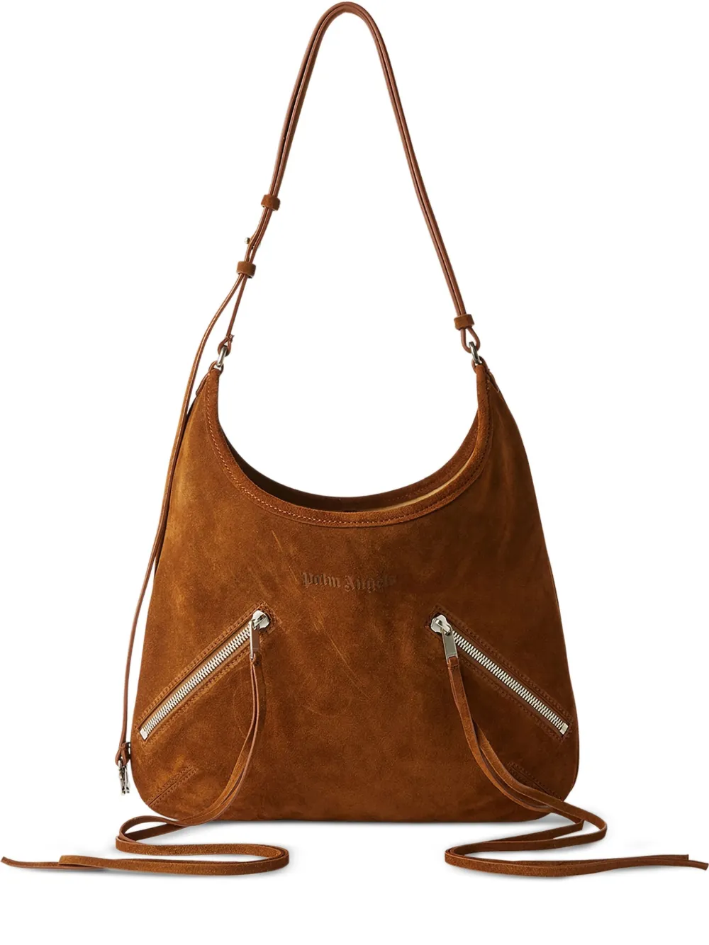 Palm+Angels+grand+sac+porte+epaule+en+daim+à+fermeture+zippee+-+Marron