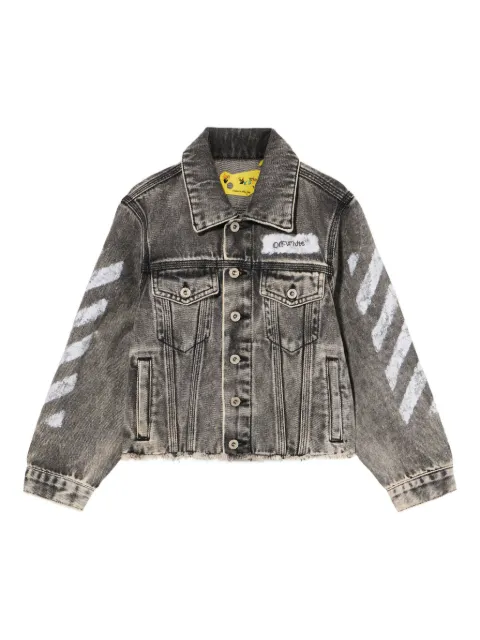 Off-White Kids Diagonal Sponge frayed denim jacket