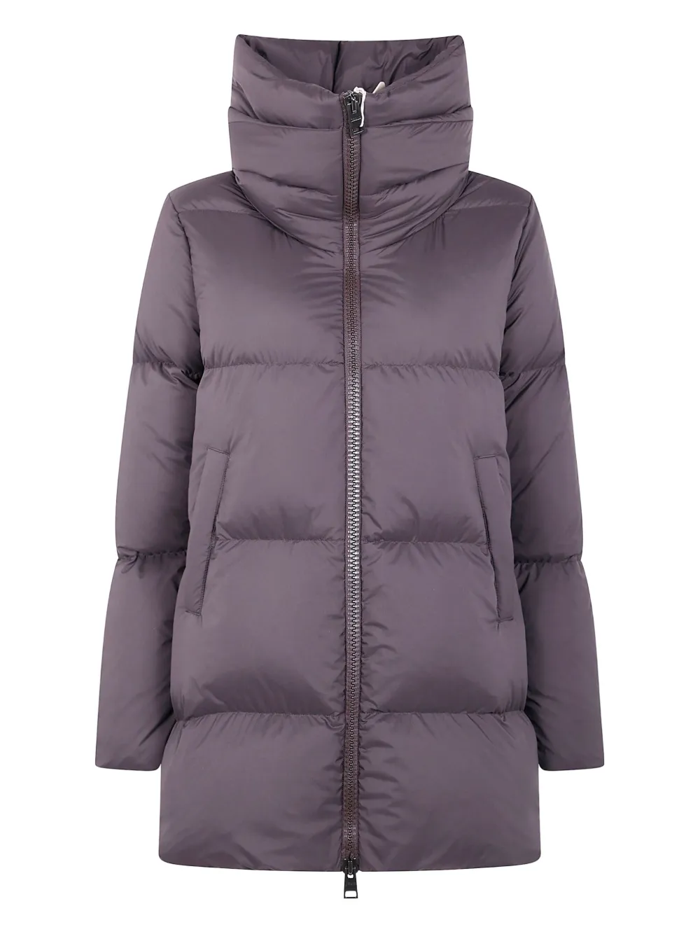 Herno A-shape Quilted Jacket High Collar In Purple