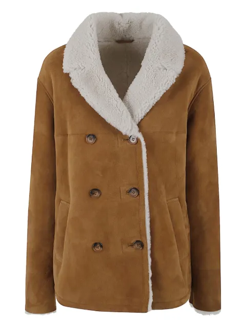 Enes double-breasted shearling-collar coat