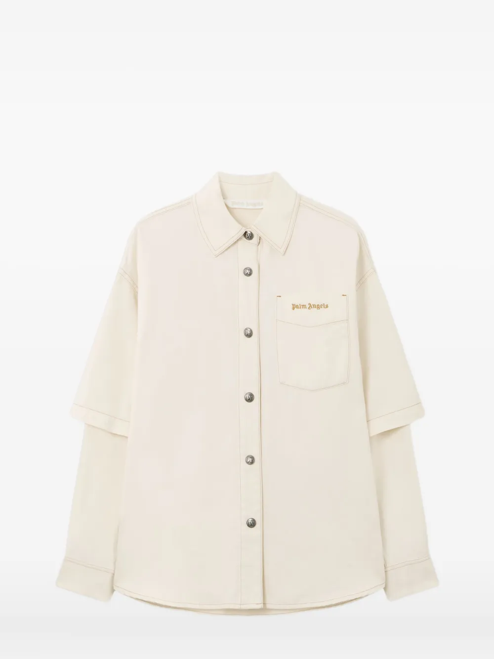 Palm Angels Hybrid Buttoned Overshirt In Neutral