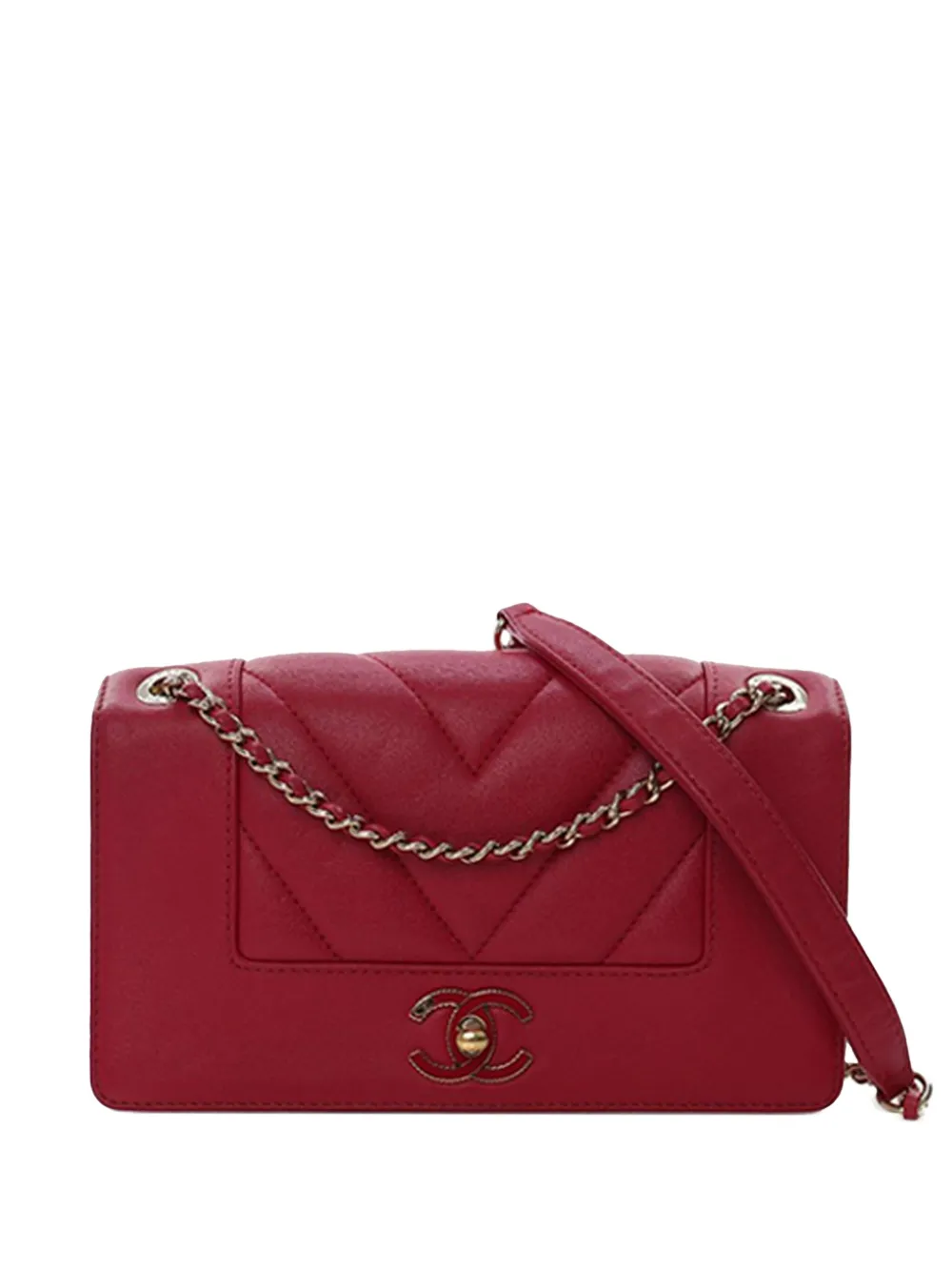 CHANEL Pre-Owned 2017-2018 ミニ マトラッセ シェブロン シープスキン マドモアゼル ヴィンテージ フラップ CHANEL Pre-Owned 2017-2018 ミニ マトラッセ シェブロン シープスキン マドモアゼル ヴィンテージ フラップ