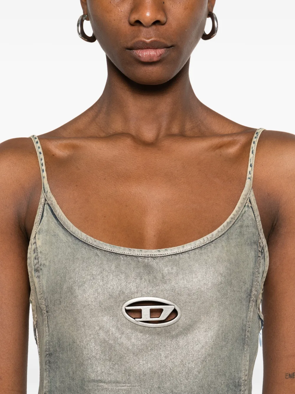 Diesel De-Vera-S midi-jurk met logodetail Blauw