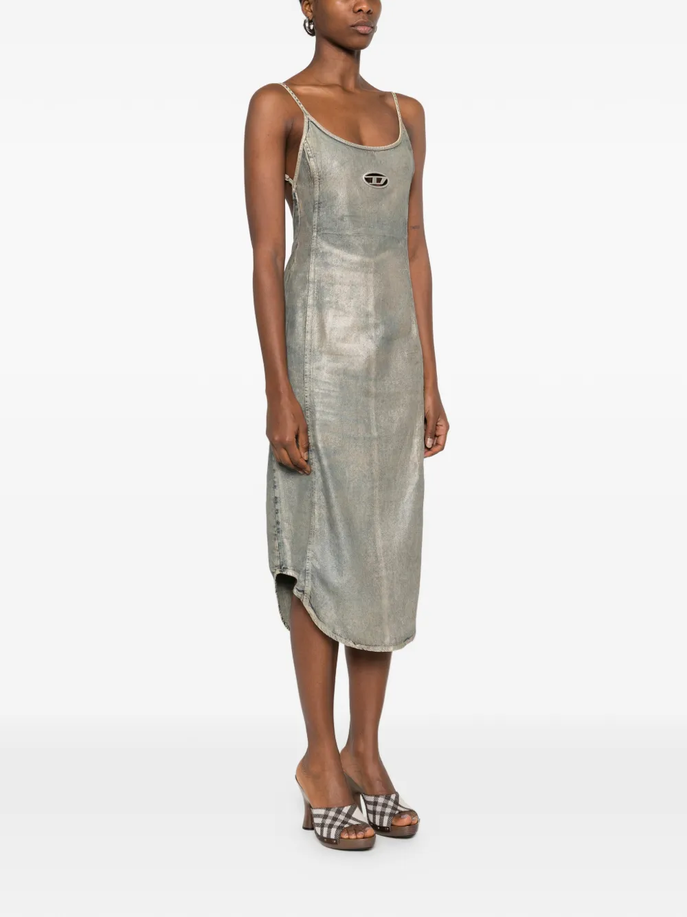 Diesel De-Vera-S midi-jurk met logodetail Blauw