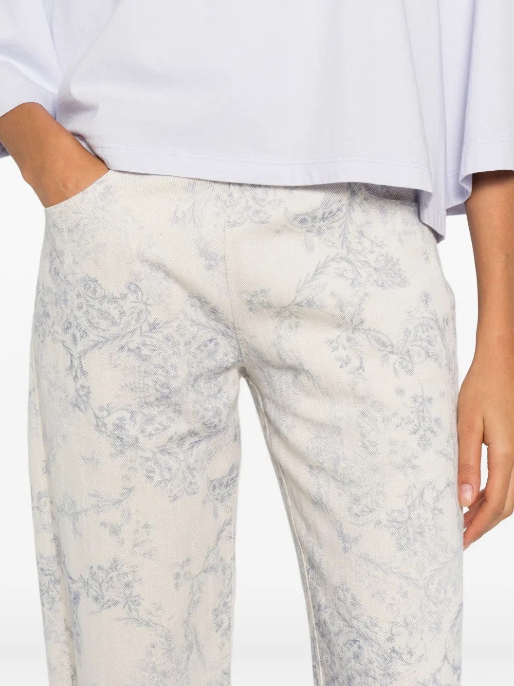 Forte Broek met bloemen Wit