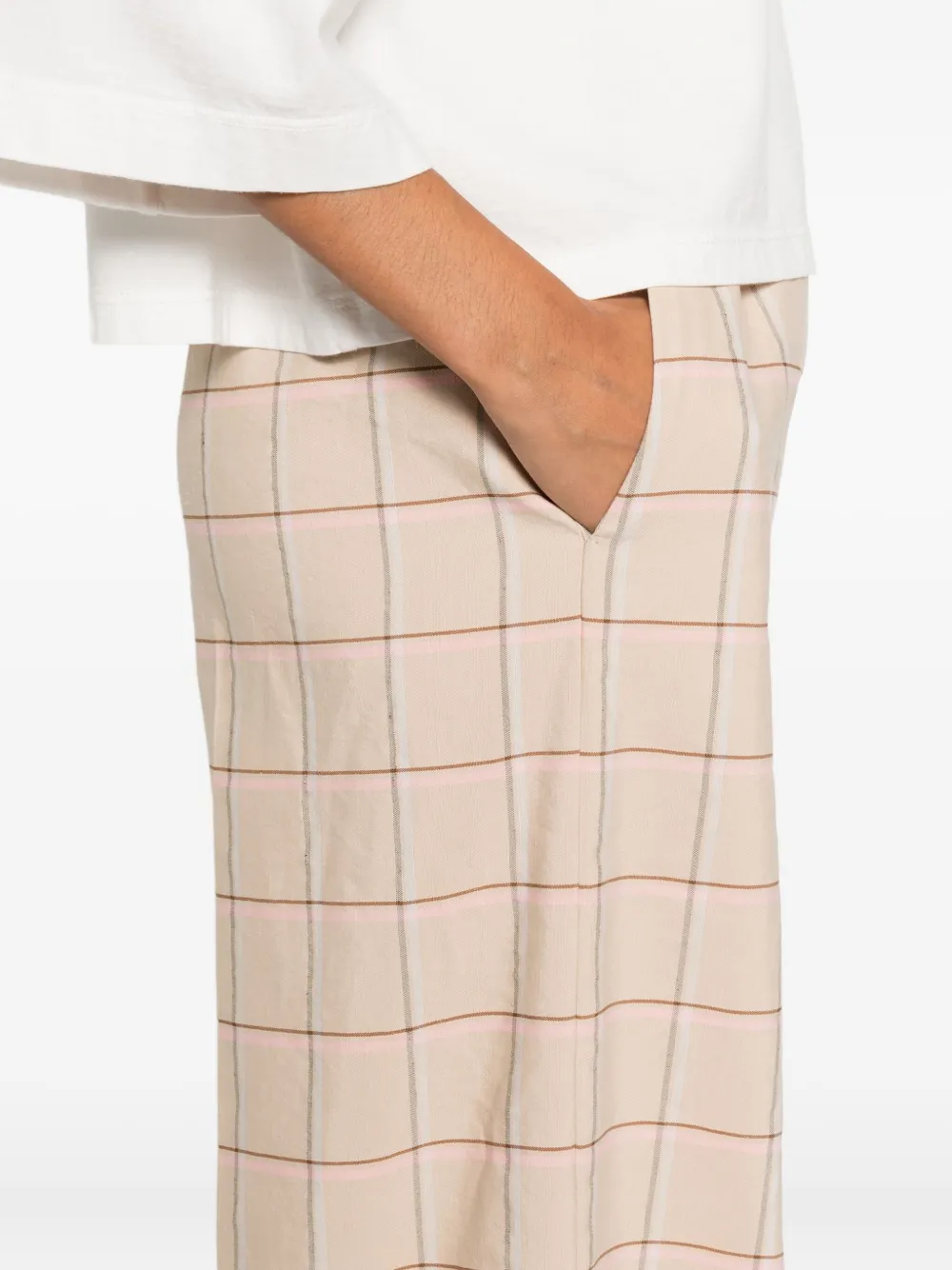 Forte Geruite broek Beige