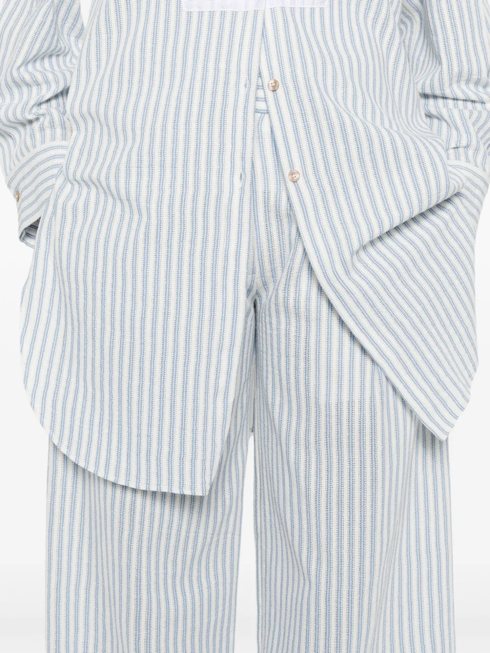 Forte Gestreepte plooibroek Blauw