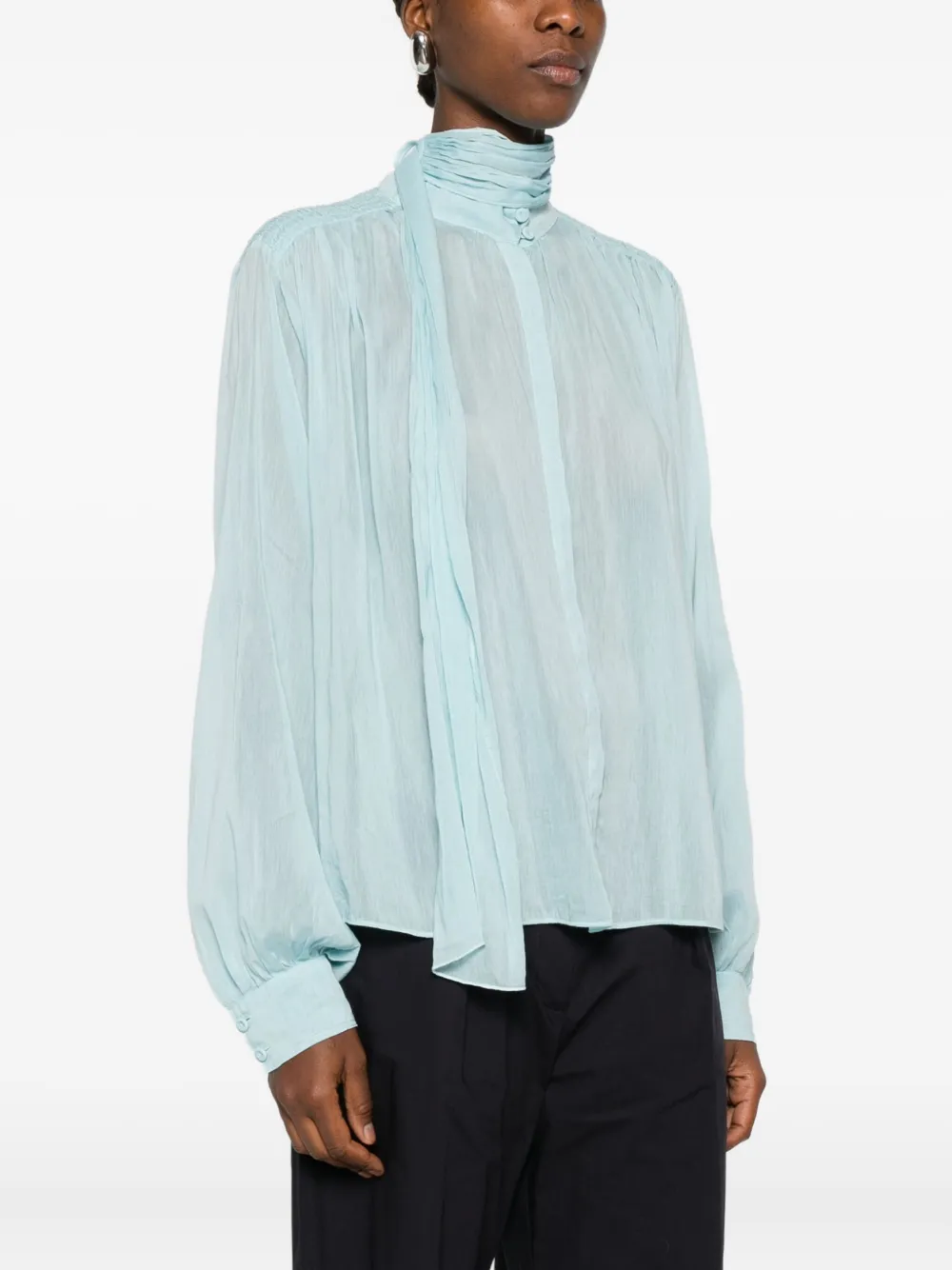  Forte Forte Tie-neck Long-sleeve Blouse - Blue 