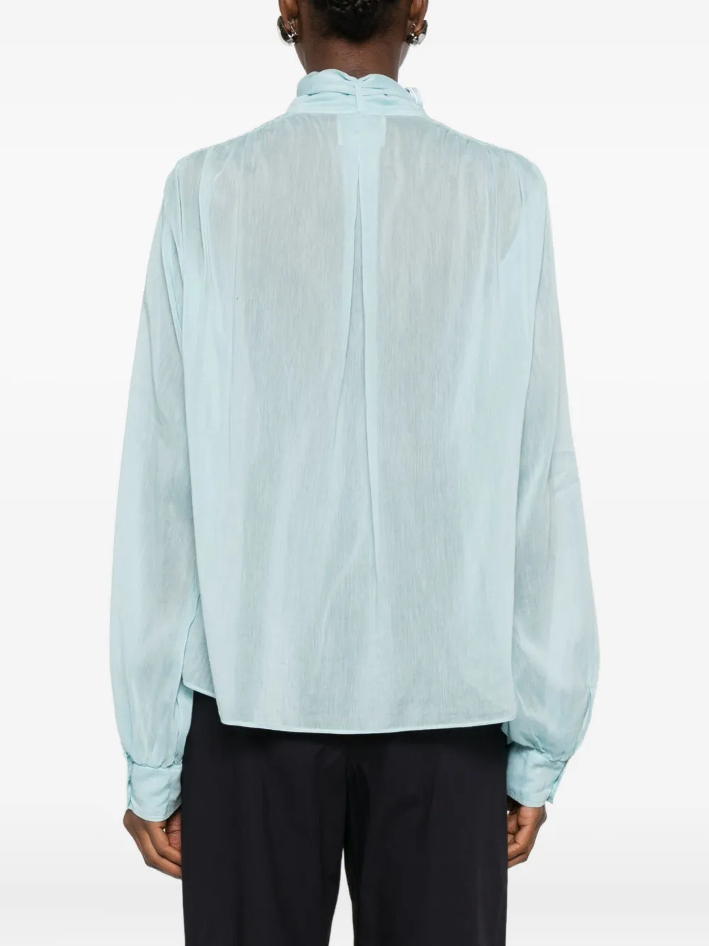 Forte Blouse met gestrikte hals Blauw