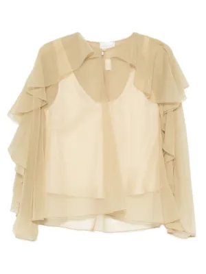 Alberta Ferretti シフォン ブラウス | ニュートラル | FARFETCH JP