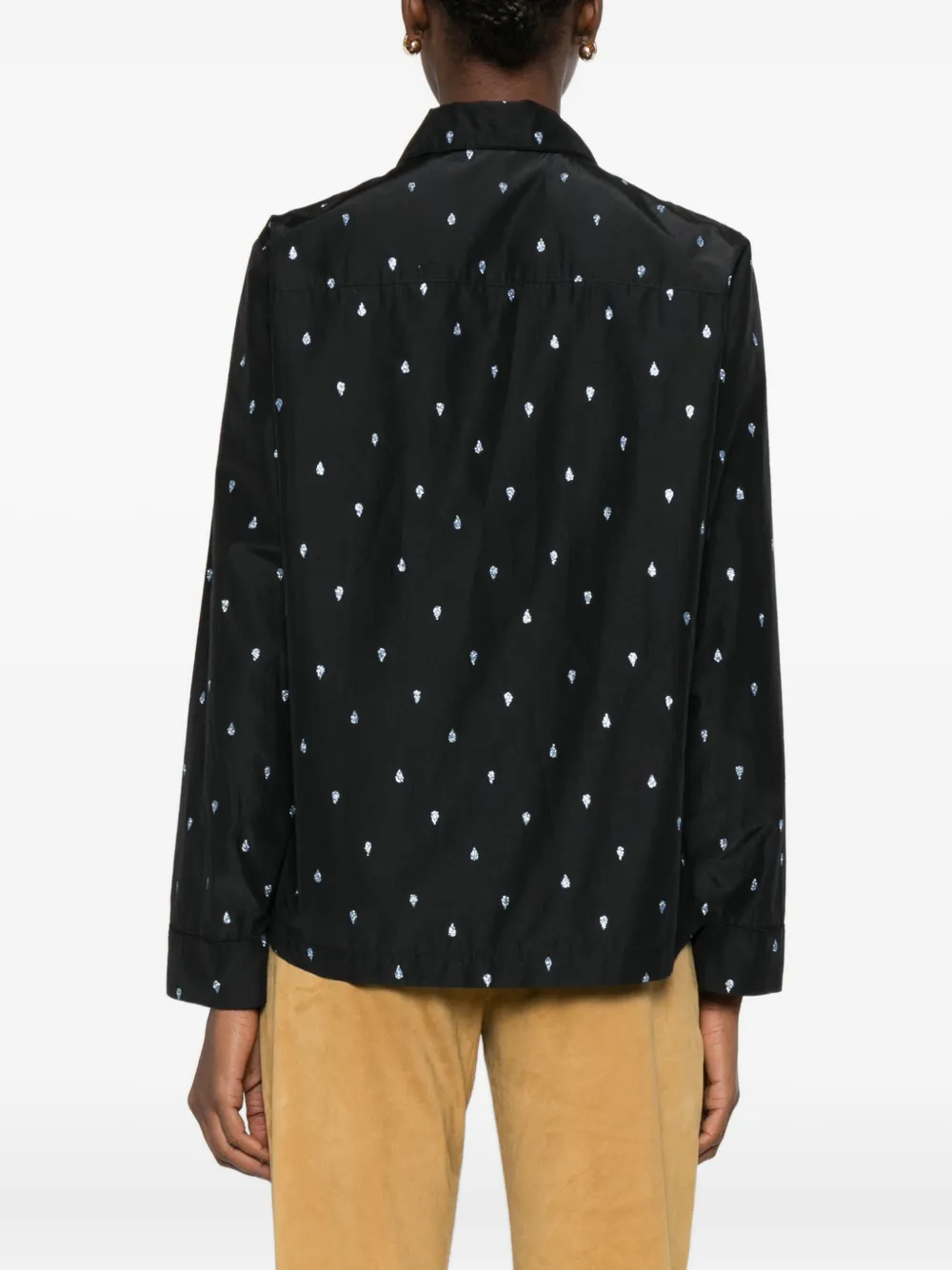 Forte Blouse met knopen en patroon Zwart
