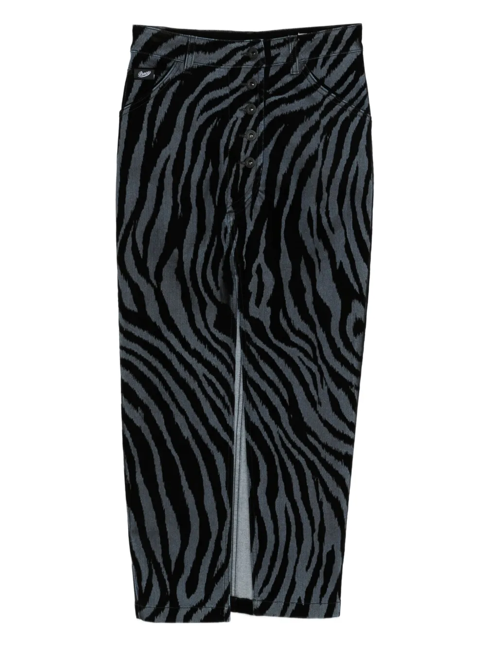 Pence Martina zebra-print slit midi skirt | Black | Image 1