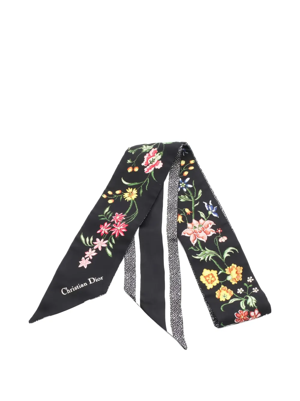 Christian Dior Pre-Owned d-floral ribbon scarf - Nero