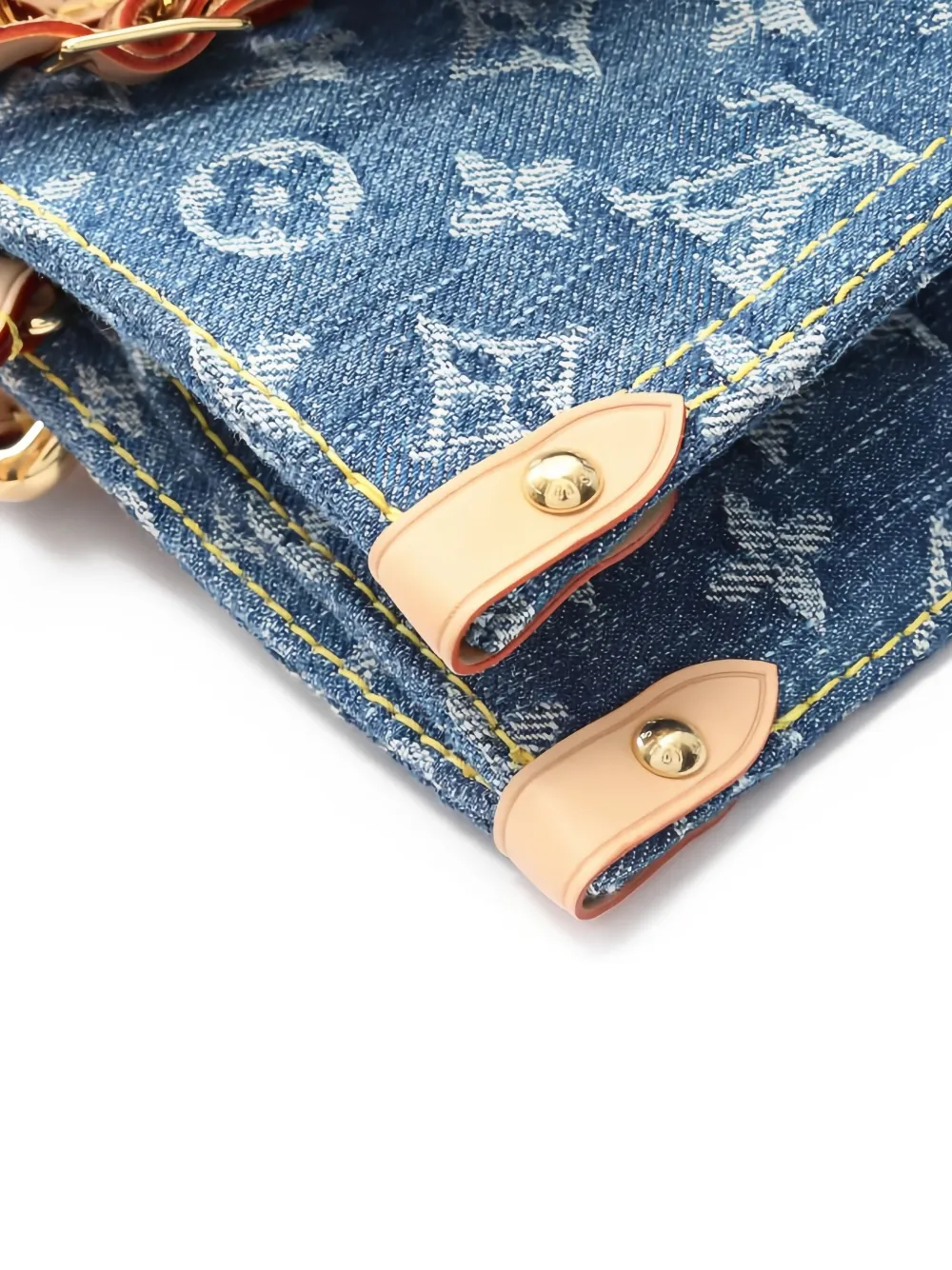 Pre-owned Louis Vuitton 2021s Monogram Denim On-the-go Mm Shoulder Bag In Blue