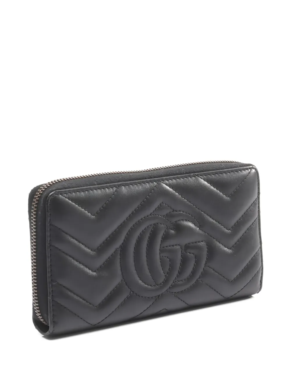 Pre-owned Gucci 2000s Gg Marmont Zip Wallet In Black