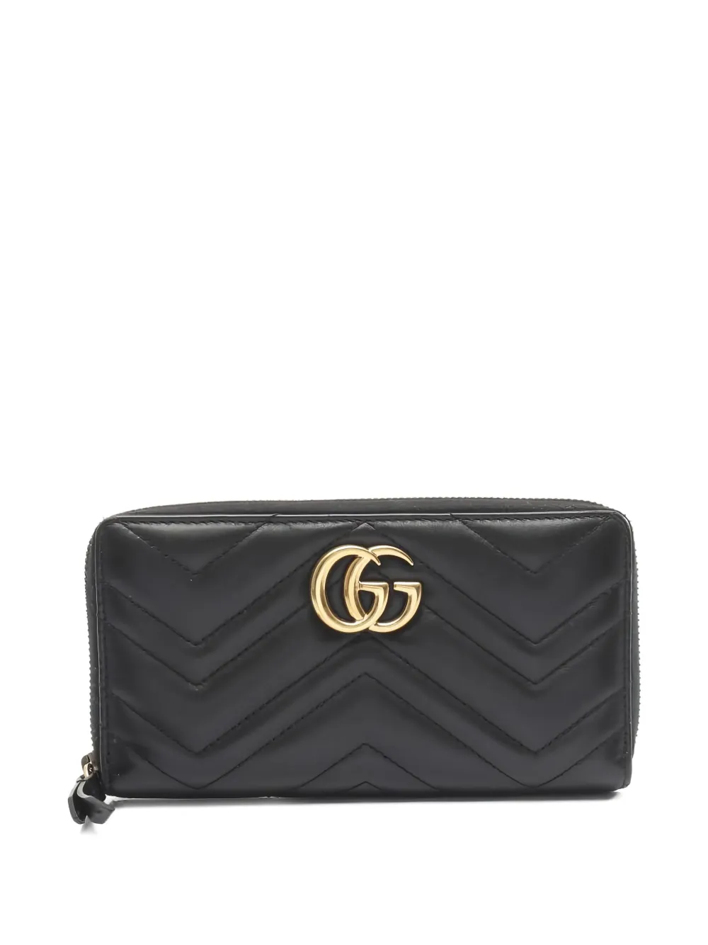Pre-owned Gucci 2000s Gg Marmont Zip Wallet In Black