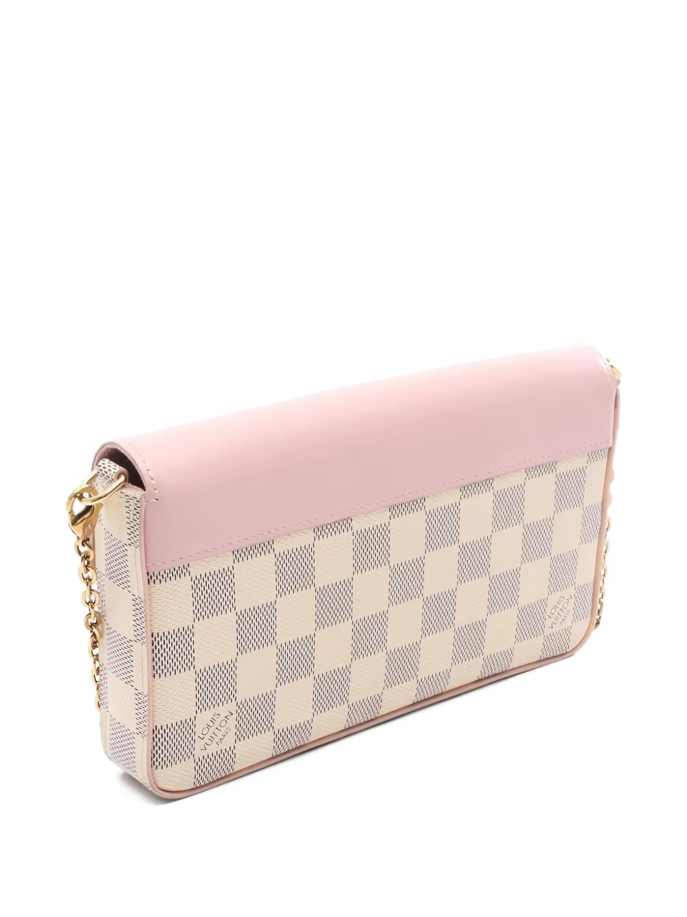 Pre-owned Louis Vuitton 2019 Félicie Damier Azur Chain Clutch Bag In Pink