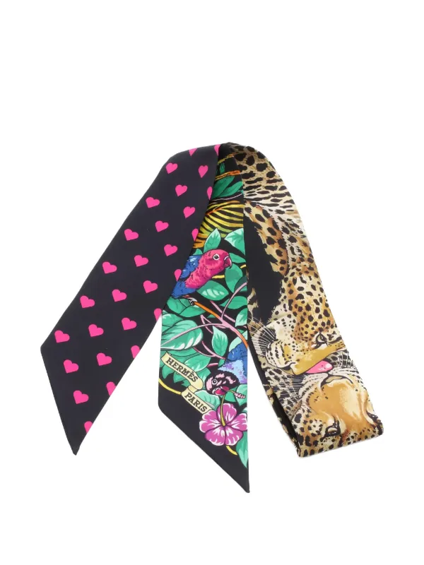 Hermès Pre-Owned 2020s Jungle Love Love Twilly Scarf Black